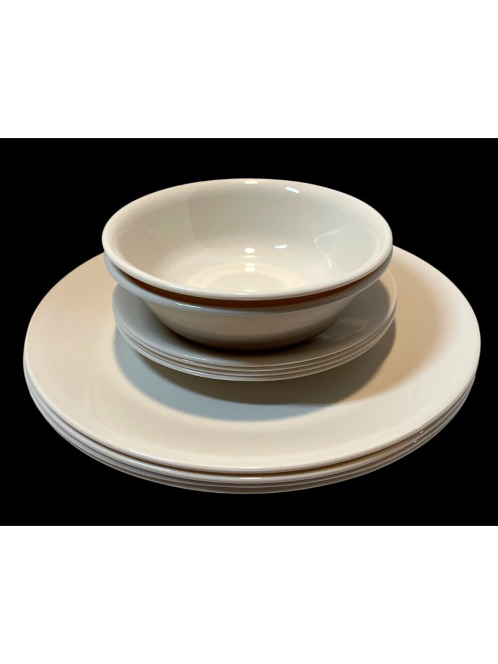 10 Piece Corelle Off White Dinnerware Set Break & Chip Resistant Made in USA Pla